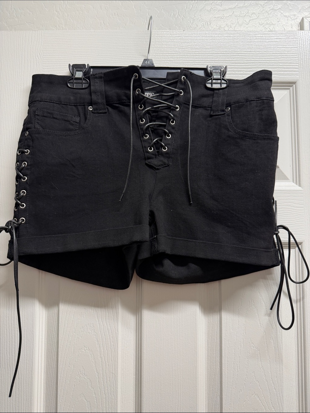 Hot Topic Black Lace-Up Jean Shorts with Side Grommets